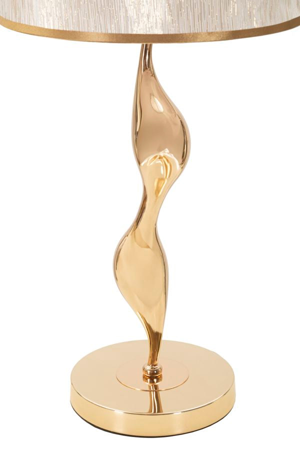 Livia Lux Tischlampe Gold Stoffschirm Ø30x64cm