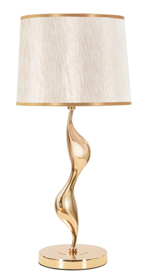 Livia Lux Tischlampe Gold Stoffschirm Ø30x64cm
