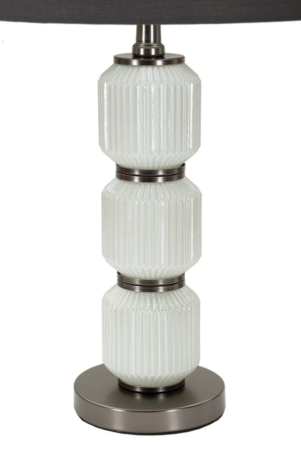 Bright Three Tischlampe Glas Metall Samt Ø32x57cm Glam