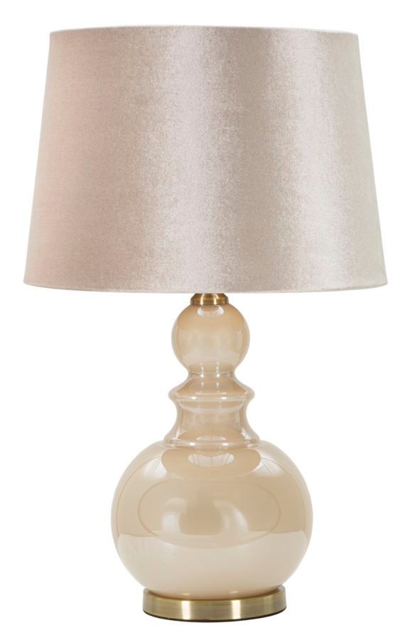 Perly Tower Tischlampe Glas Metall Samt Ø37x61cm Glam