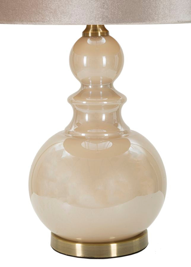 Perly Tower Tischlampe Glas Metall Samt Ø37x61cm Glam