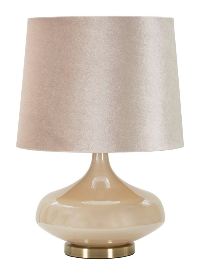 Perly Round Tischlampe Glas Metall Samt Ø35x50cm Glam