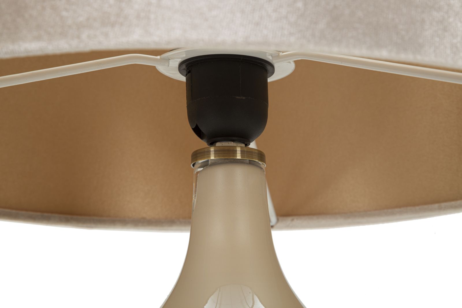 Perly Round Tischlampe Glas Metall Samt Ø35x50cm Glam