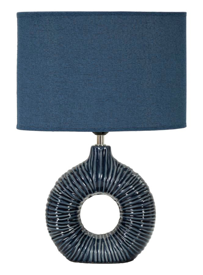 Seta Blu Tischlampe Keramik Stoff Blau 43cm Glam Design