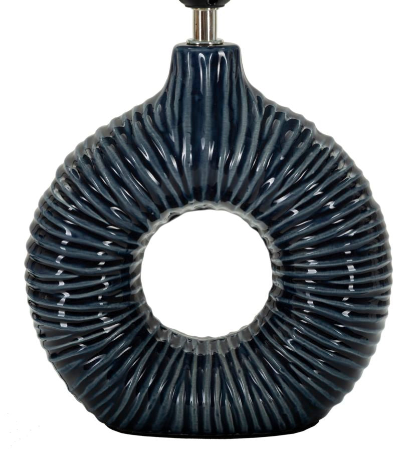 Seta Blu Tischlampe Keramik Stoff Blau 43cm Glam Design