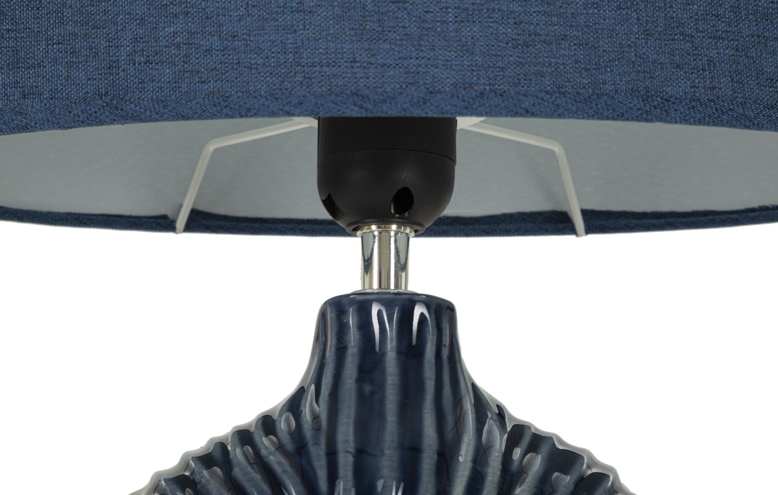 Seta Blu Tischlampe Keramik Stoff Blau 43cm Glam Design