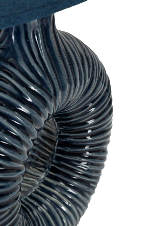 Seta Blu Tischlampe Keramik Stoff Blau 43cm Glam Design