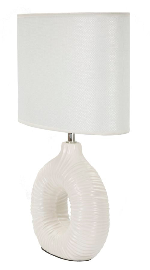 Seta Bianca Tischlampe Keramik Stoff Weiß 43cm Glam Design