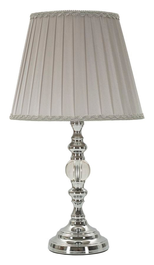 Tilly Grace Tischlampe Silber Ø25x46cm Stoffschirm Glam