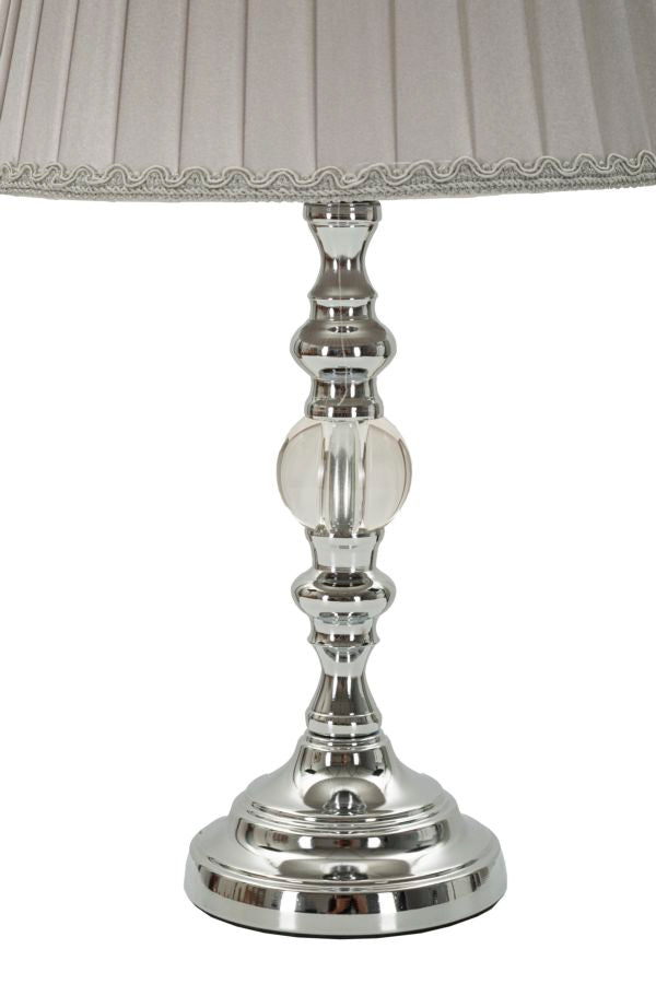 Tilly Grace Tischlampe Silber Ø25x46cm Stoffschirm Glam