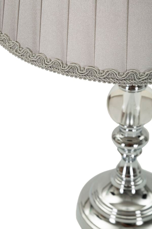 Tilly Grace Tischlampe Silber Ø25x46cm Stoffschirm Glam
