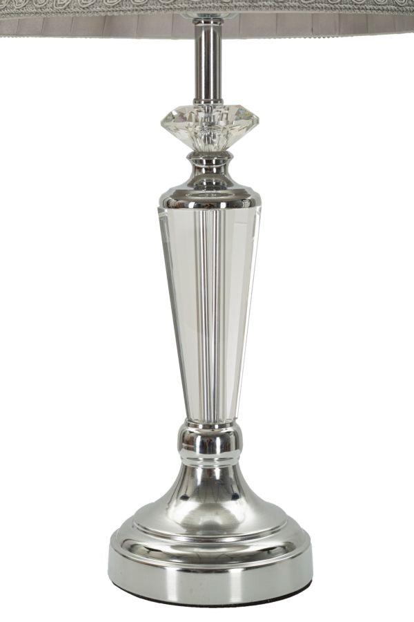 Serena Shine Tischlampe Silber Stoffschirm Ø30x56cm