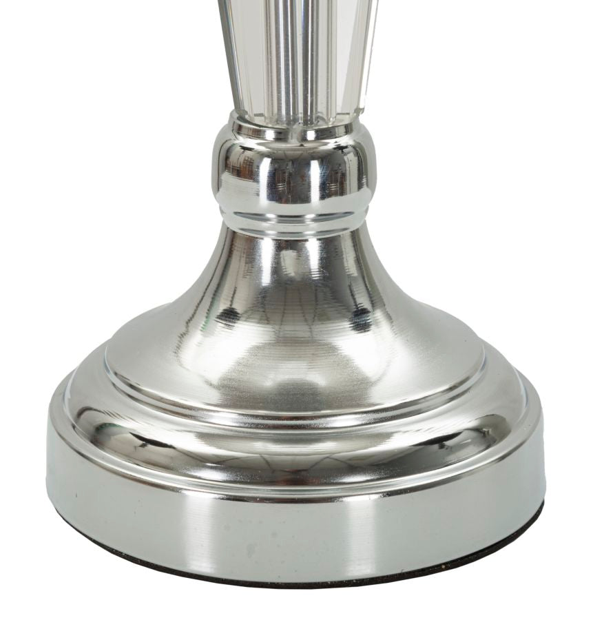 Serena Shine Tischlampe Silber Stoffschirm Ø30x56cm