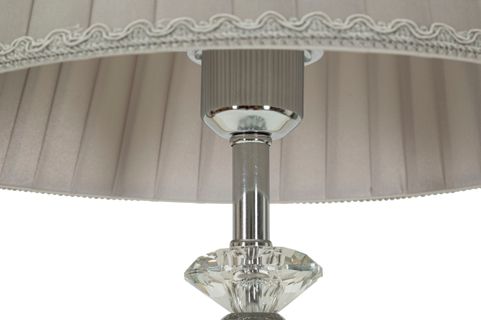 Serena Shine Tischlampe Silber Stoffschirm Ø30x56cm