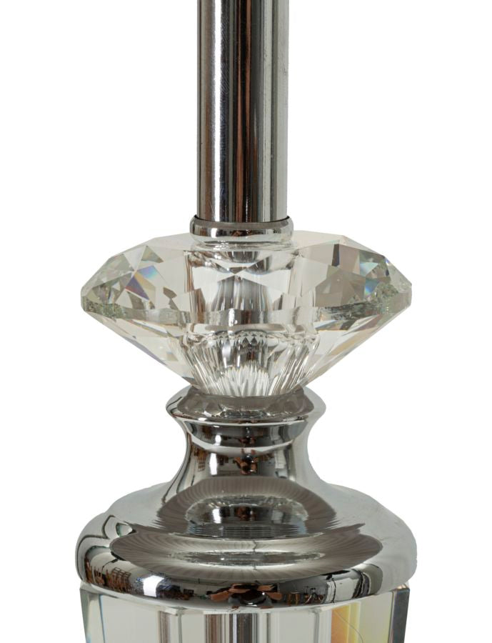 Serena Shine Tischlampe Silber Stoffschirm Ø30x56cm