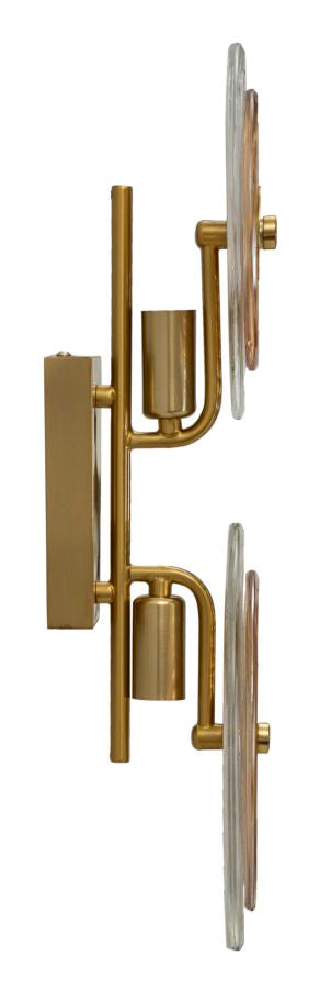 Venia Duo Wandleuchte Glas Metall Gold 25x52cm Glam