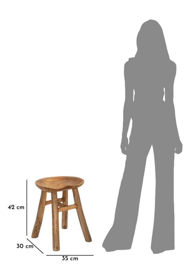 Hocker Sel Slim Teak Holz Boho Chic Handgefertigt Natur