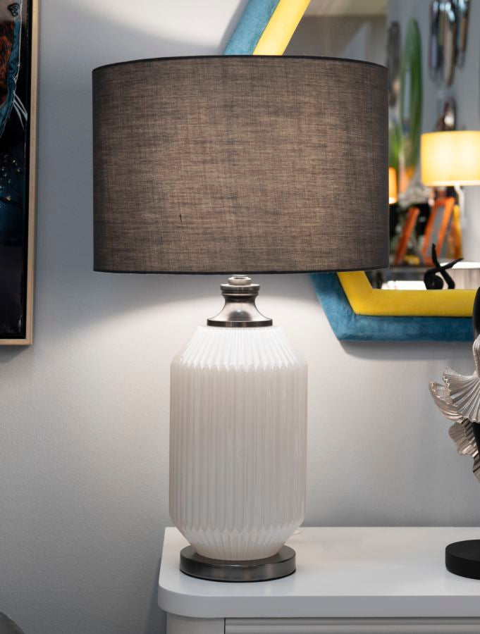 Brighty Elegance Tischlampe Glas Metall Samt Ø37x65cm Glam