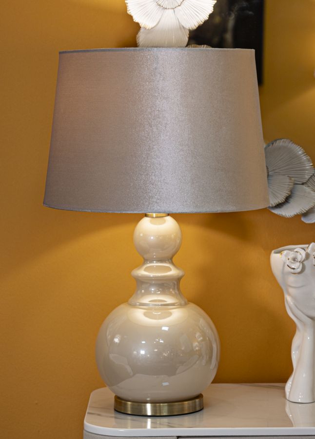 Perly Tower Tischlampe Glas Metall Samt Ø37x61cm Glam