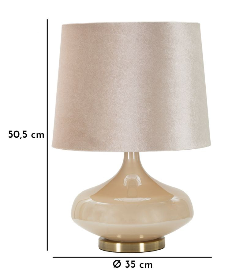 Perly Round Tischlampe Glas Metall Samt Ø35x50cm Glam
