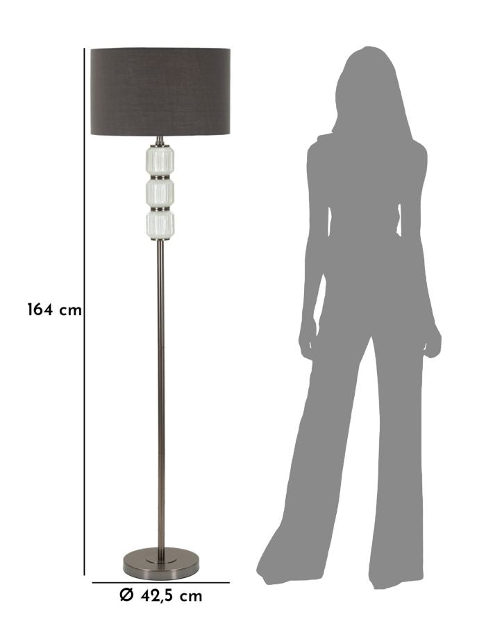 Bright One Stehlampe Glas Metall Samt Ø42x164cm Glam