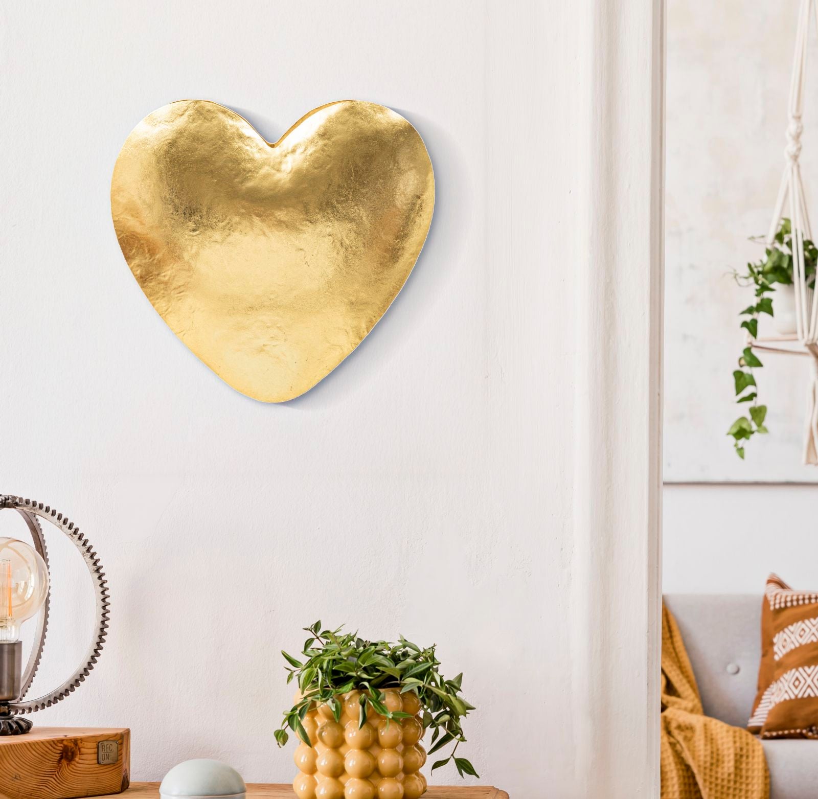 Goldy Heartlight Wandleuchte Herzform Gold Metall 25x24cm