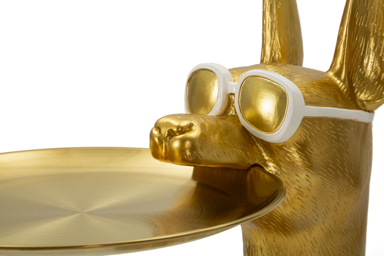 Dekofigur Hund Savoy Gold mit Tablett glamouröse Wohnfigur Höhe 91cm