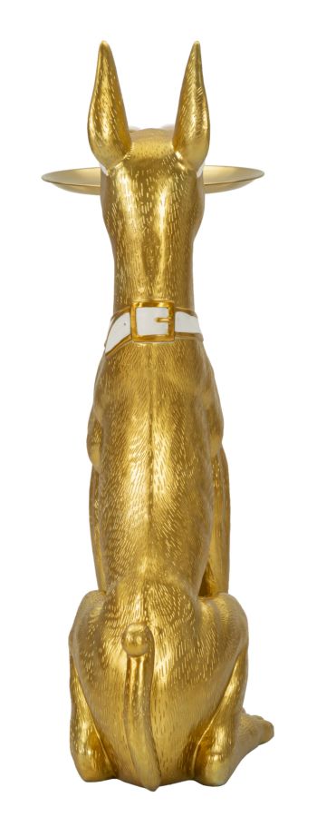 Dekofigur Hund Savoy Gold mit Tablett glamouröse Wohnfigur Höhe 91cm