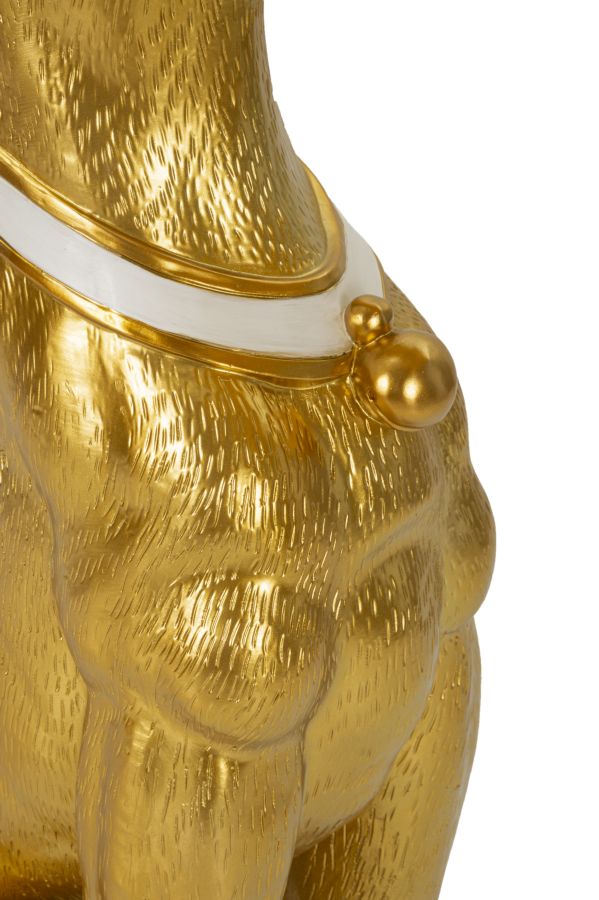 Dekofigur Hund Savoy Gold mit Tablett glamouröse Wohnfigur Höhe 91cm