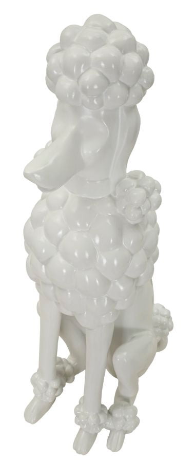 Skulptur Poodletta Weiß Pudelfigur aus Resin 61cm