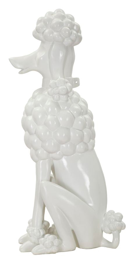 Skulptur Poodletta Weiß Pudelfigur aus Resin 61cm