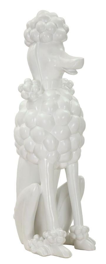 Skulptur Poodletta Weiß Pudelfigur aus Resin 61cm