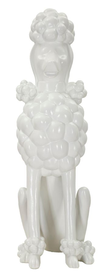 Skulptur Poodletta Weiß Pudelfigur aus Resin 61cm