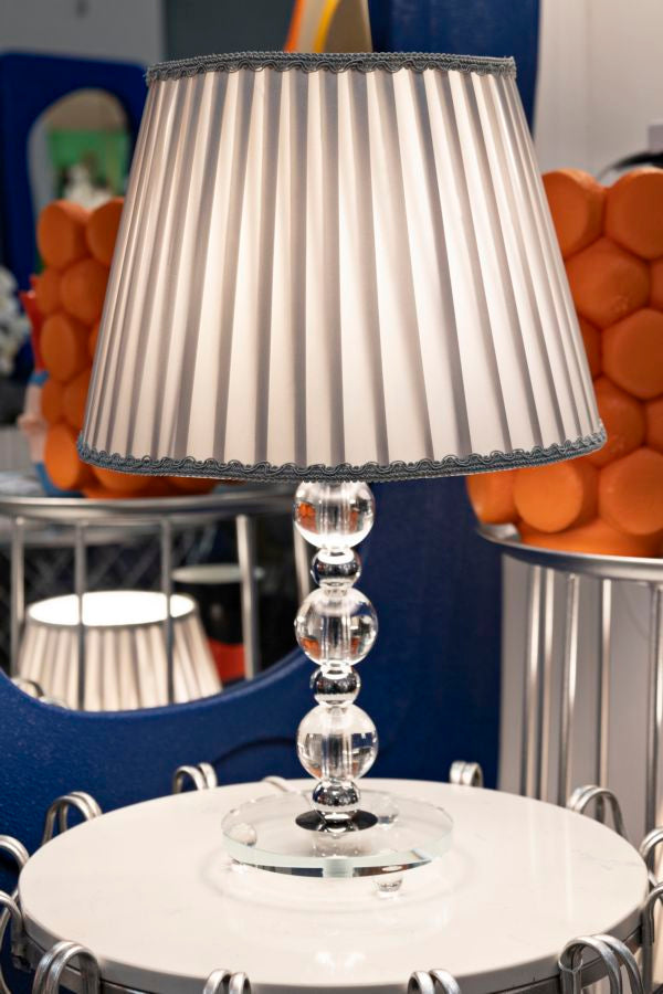 Tolly Chic Tischlampe Silber Ø30x48cm Glamour Stil