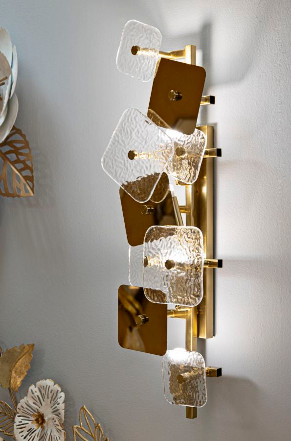 Glassy Glow Wandleuchte Glam Metall Glas 24x76cm