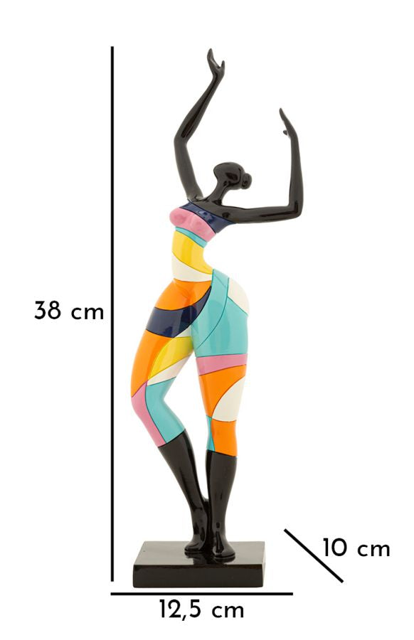 Skulptur Vibrant Dancer 38 cm Bunte Tänzerin aus Resin – Handgefertigt in Italien