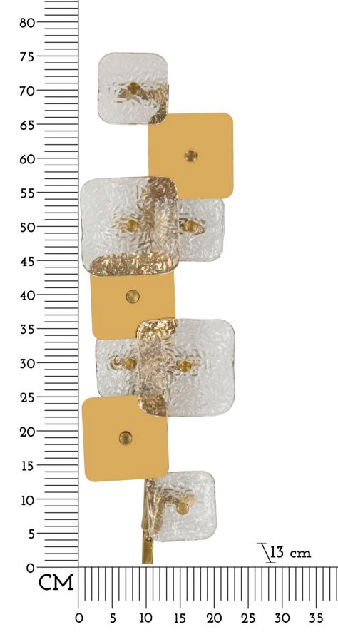 Glassy Glow Wandleuchte Glam Metall Glas 24x76cm