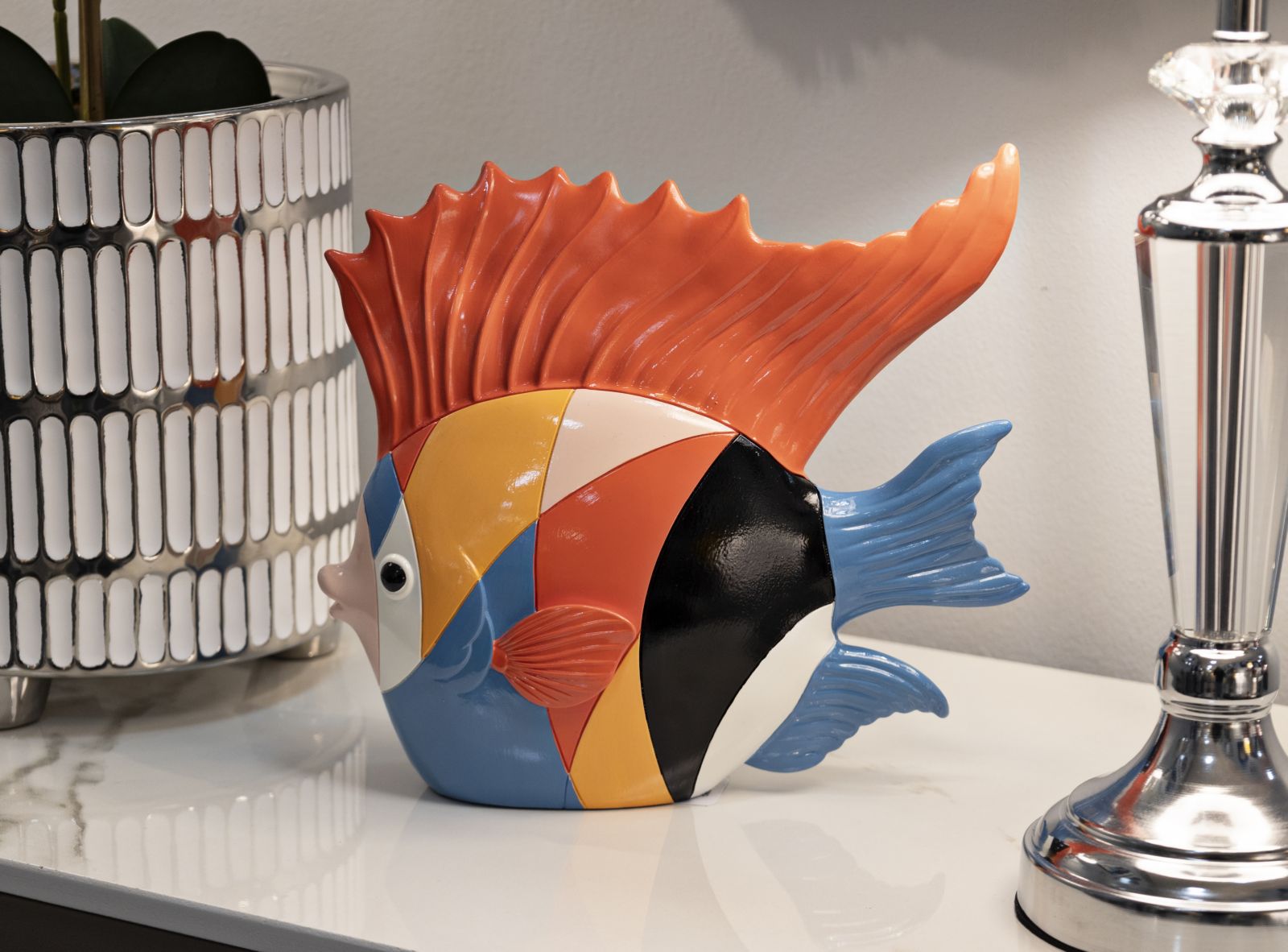 Deko Fischfigur Pesce Rubic Bunt Modern 28x25cm