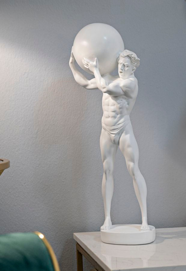 Skulptur Titanus Weiß Dekofigur Atlas Stil 50cm