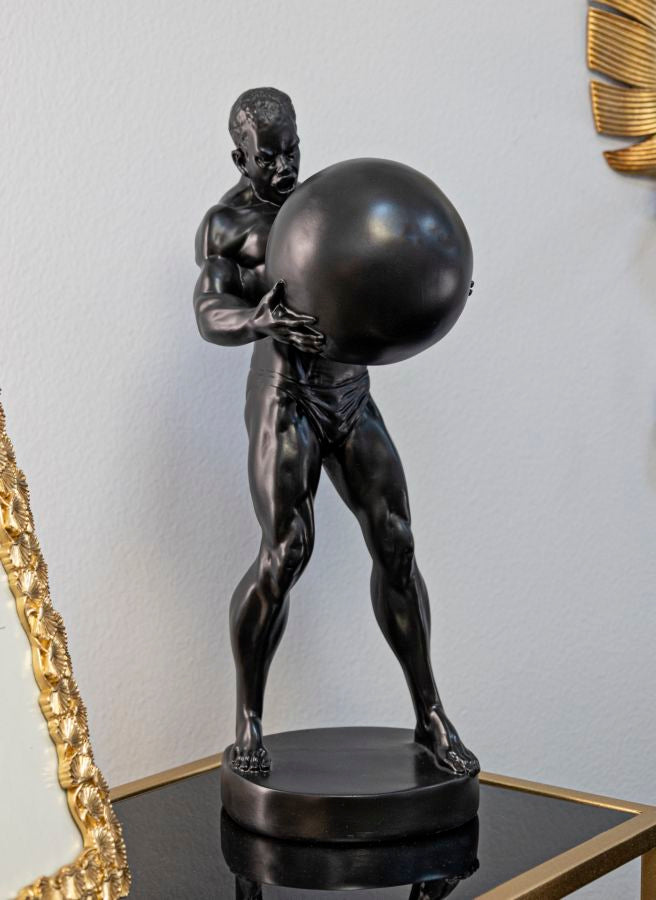 Skulptur Nocturnus Schwarz Atlas Figur 43cm modern