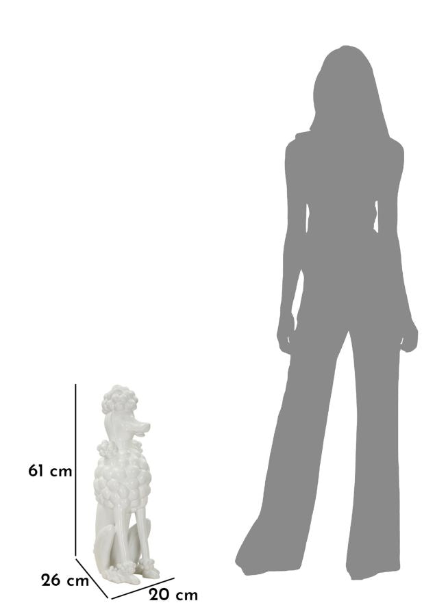 Skulptur Poodletta Weiß Pudelfigur aus Resin 61cm