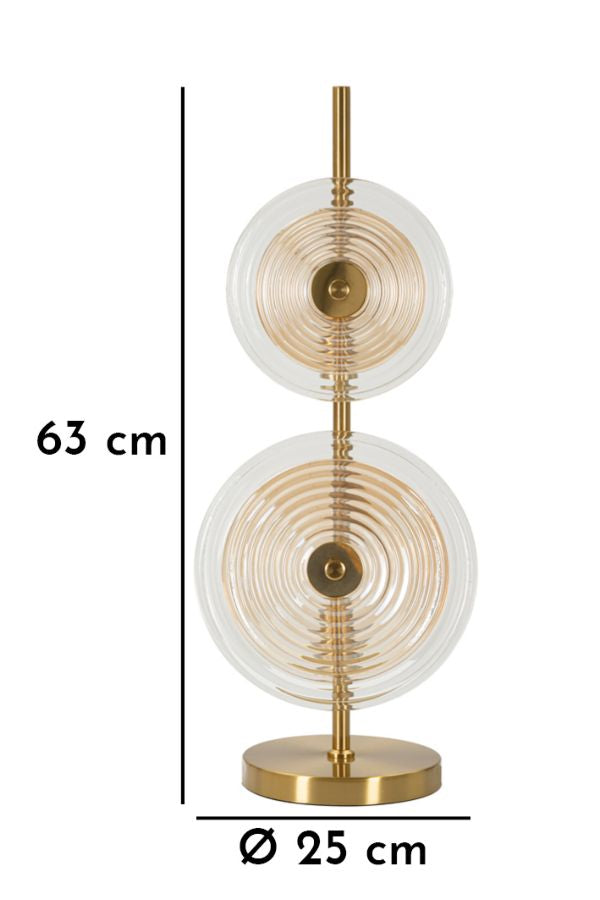 Venia Aura Tischlampe Glas Gold Ø25x63cm Glamour Stil