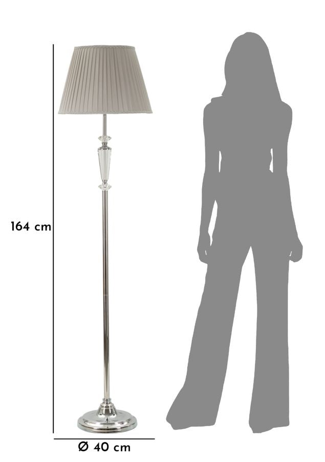 Serena Grande Stehlampe Silber Ø40x164cm Stoffschirm