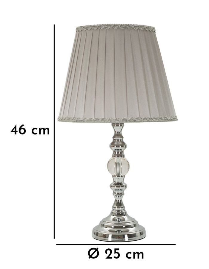 Tilly Grace Tischlampe Silber Ø25x46cm Stoffschirm Glam