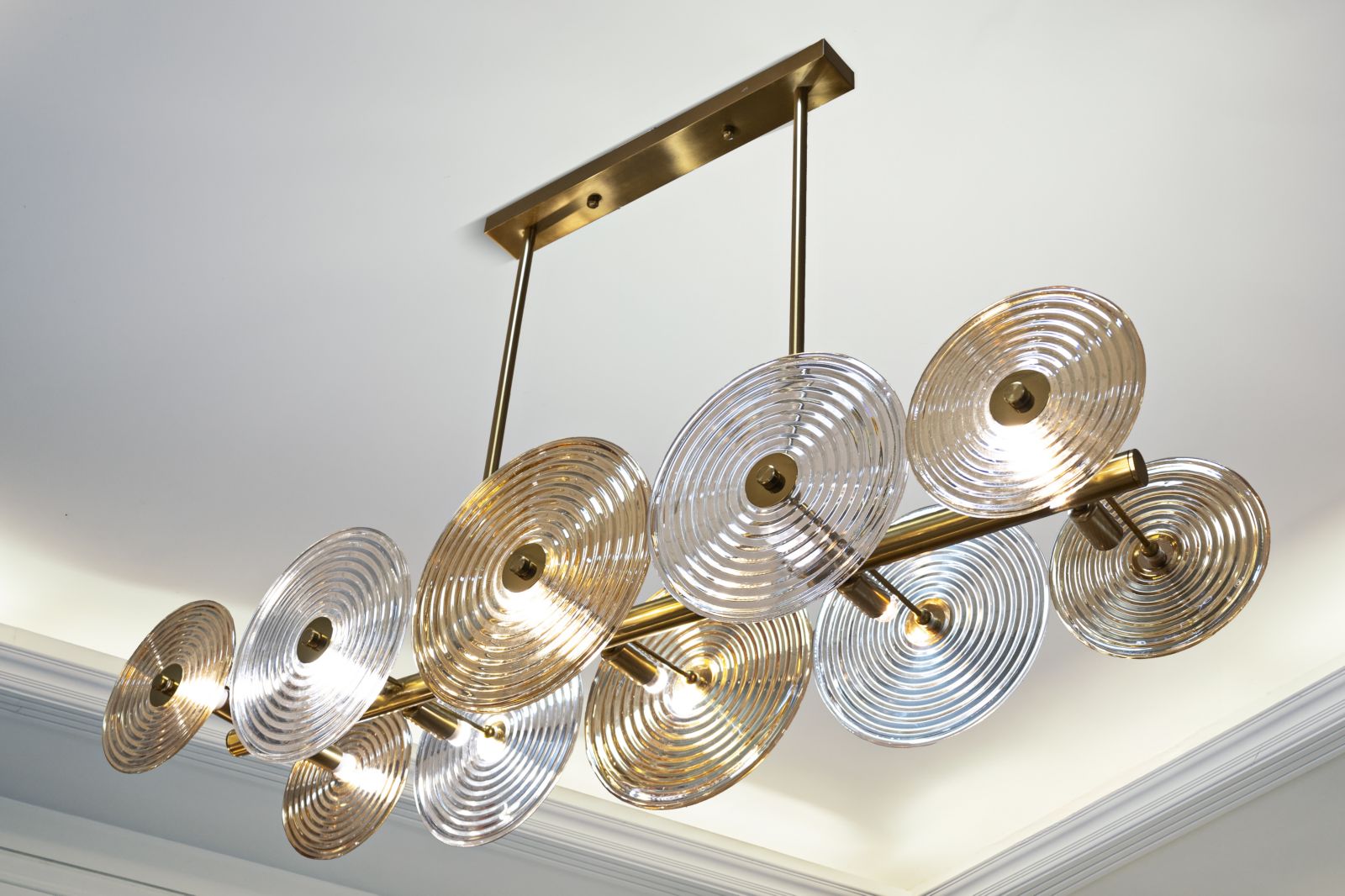 Venia Grande Deckenleuchte Glas Metall Gold 116x79cm Glam