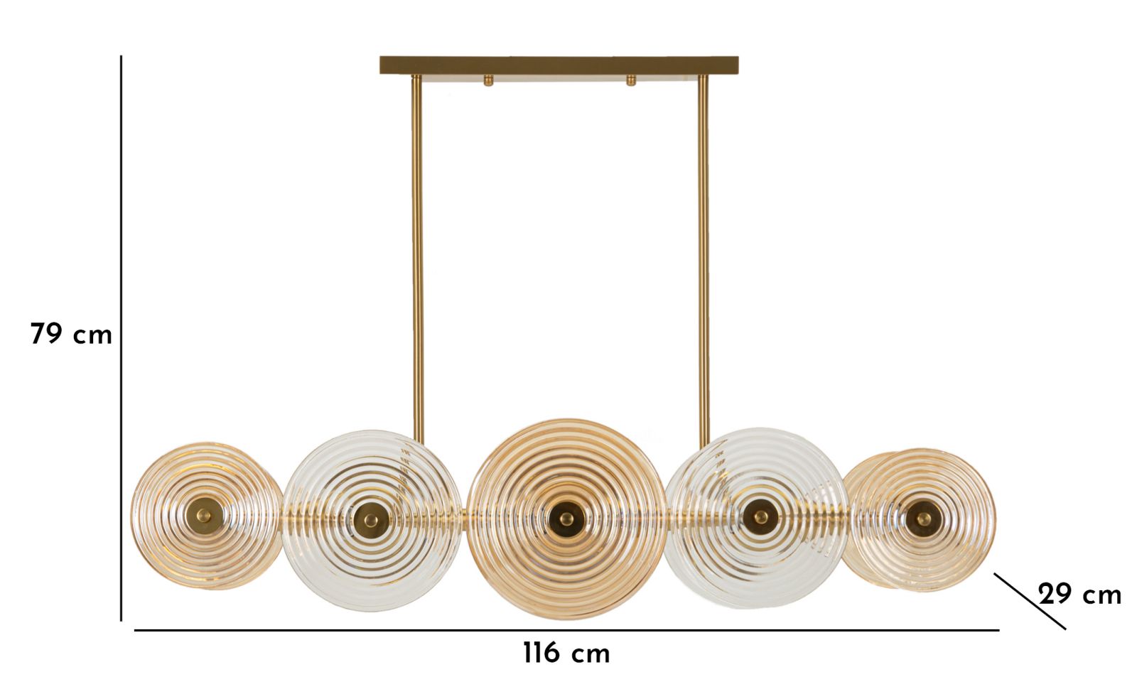 Venia Grande Deckenleuchte Glas Metall Gold 116x79cm Glam