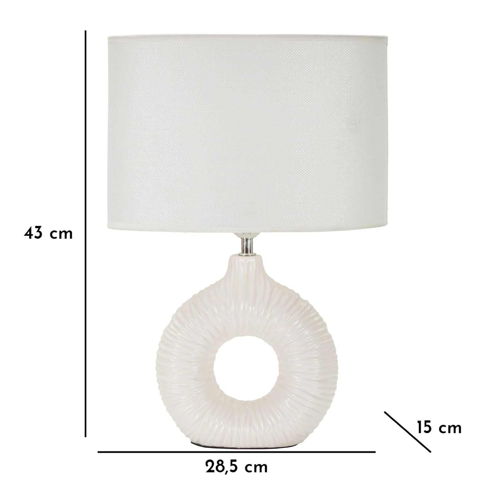 Seta Bianca Tischlampe Keramik Stoff Weiß 43cm Glam Design