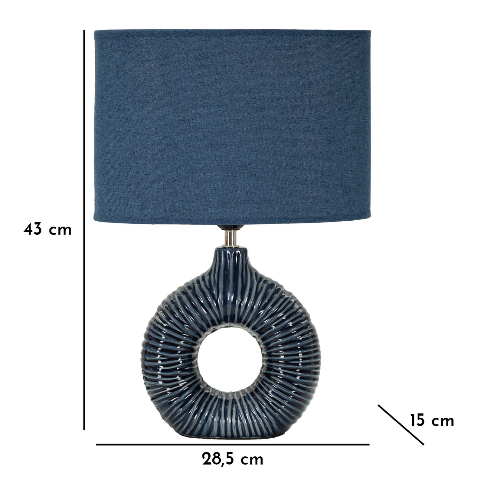 Seta Blu Tischlampe Keramik Stoff Blau 43cm Glam Design