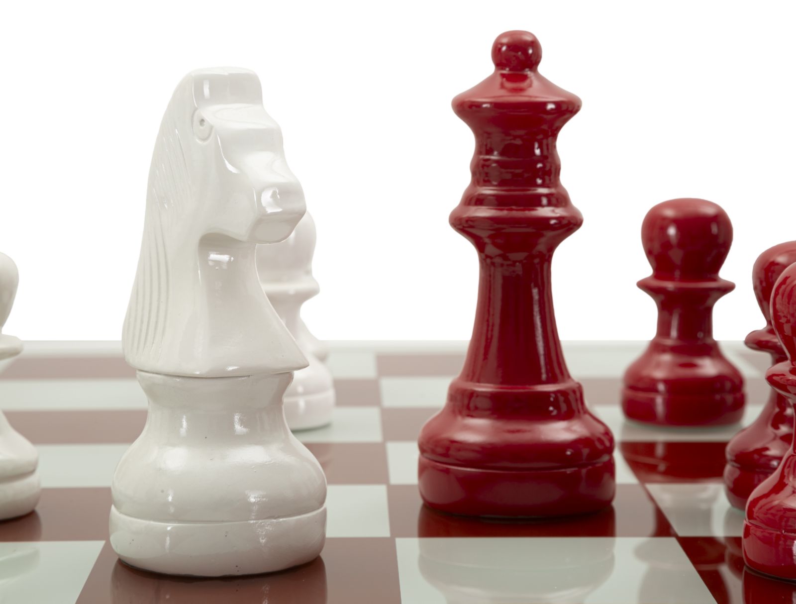 Exklusives Schachspiel Rot Weiß Glas 61x61 cm