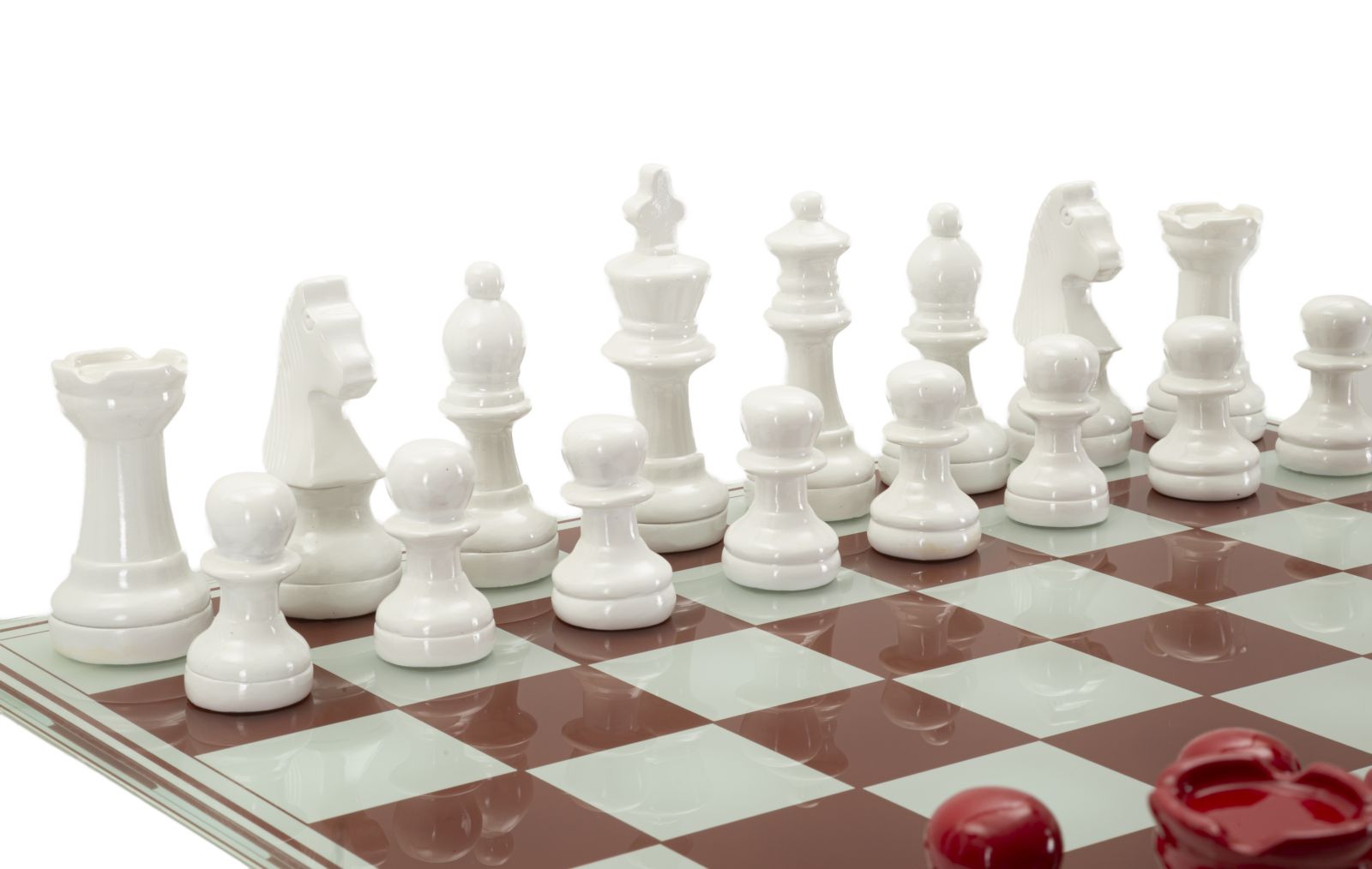 Exklusives Schachspiel Rot Weiß Glas 61x61 cm